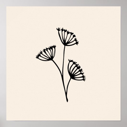 Minimale schwarze Blume Poster (Vorne)