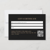 Minimale schwarze botanische QR-Code Geschäft (Rückseite)