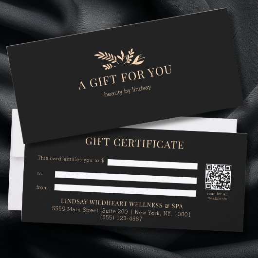 Minimale schwarze botanische QR-Code-Geschenkgutsc