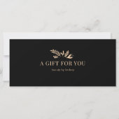 Minimale schwarze botanische QR-Code-Geschenkgutsc (Vorderseite)