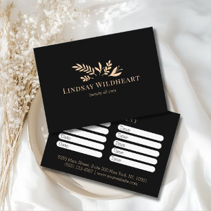 Minimale schwarze botanische Salonterminvereinbaru Terminkarte