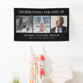 Minimale Schwarze Feier des Lebens 3 Fotos Beerdig Banner (Insitu)