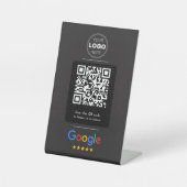 Minimale schwarze Google-Review-QR-Code-Logo Sockelschild (Vorderseite)