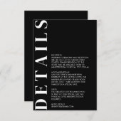 Minimale Schwarze Hochzeitskarte Begleitkarte (Vorne/Hinten)