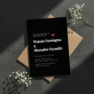 Minimale schwarze Hochzeitstypografie-Einladung Einladung
