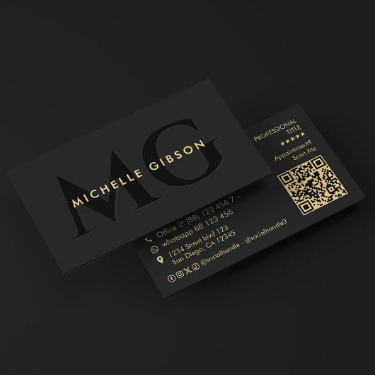 Minimale schwarze Initialen Consulting-Profi Visitenkarte