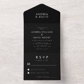 Minimale schwarze Klappenbildung in einer Hochzeit All In One Einladung (Innen Boden)