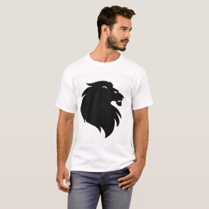 Minimale schwarze Löwensilhouette Herren T-Shirt