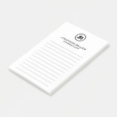 Minimale schwarze Monogramm-Linse Post-it Klebezettel (angewinkelt)