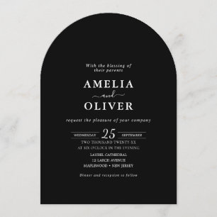 Minimale schwarze QR-Arch-Moderne-Wochenend-Hochze Einladung