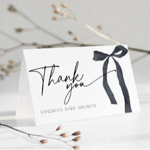 Minimale schwarze Schleife Coquette Baby Shower Dankeskarte