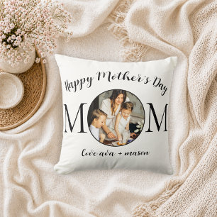 Minimale schwarze Schrift Muttertags-Foto-Throw Kissen