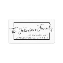 Minimale Schwarze Skriptfamilie Rücksendeadresse