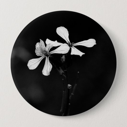 minimale schwarze und weiße Blumenelemente Button (Vorderseite)