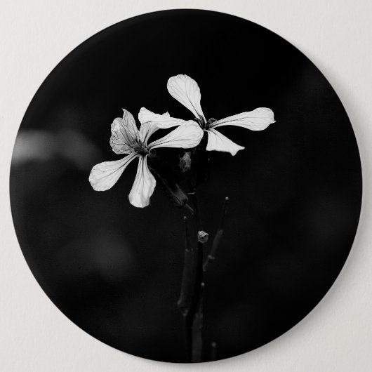minimale schwarze und weiße Blumenelemente Button (Vorderseite)