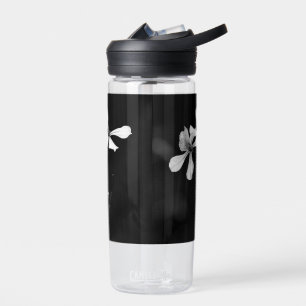 minimale schwarze und weiße Blumenelemente Trinkflasche