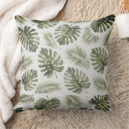 Minimale schwarze und weiße Monstera-Palmenblätter Kissen