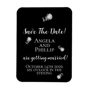 Minimale schwarze und weiße Save-the-Date-Karte Magnet