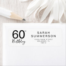 Minimale schwarze weiße Schrift 60. Geburtstagsadr