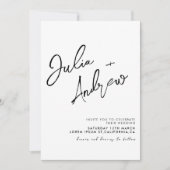 Minimale Schwarzweiß-QR-Foto-Hochzeit Einladung (Vorderseite)