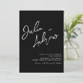 Minimale Schwarzweiß-QR-Foto-Hochzeit Einladung (Stehend Vorderseite)