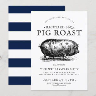 Minimale Schweinebraten-BBQ-Party - Individuelle E Einladung