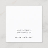 Minimale Script Black Gray White Ohrring Anzeige Quadratische Visitenkarte (Rückseite)