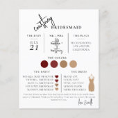 Minimale Script Bridesmaid Info-Vorlage (Vorderseite)