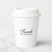 Minimale Script Bridesmaid Kaffeepapiere Pappbecher (Rückseite)