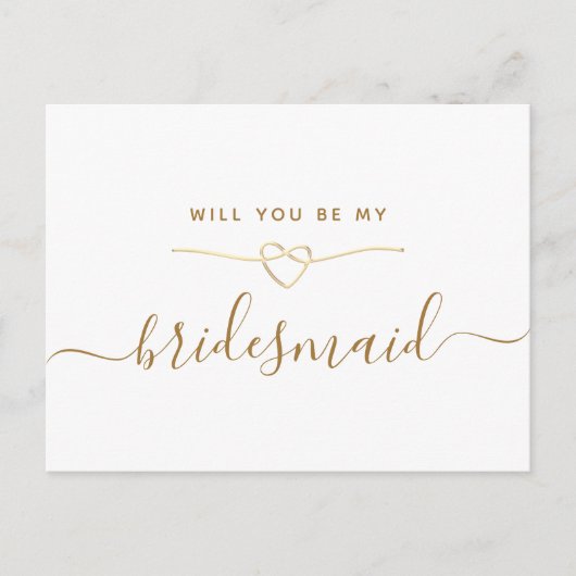 Minimale Script Bridesmaid Vorschlagskarte Einladungspostkarte (Vorderseite)