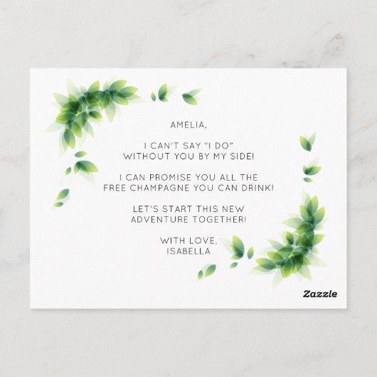 Minimale Script Bridesmaid Vorschlagskarte mit Fot Postkarte (Rückseite)