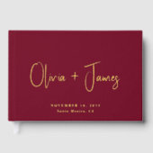 Minimale Script Burgundy Wedding Gästebuch (Vorderseite)