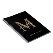 Minimale Script Calligrafy Black Gold Monogram Notizblock (Rechte Seite)