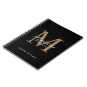 Minimale Script Calligrafy Black Gold Monogram Notizblock (Linke Seite)