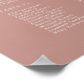 Minimale Script Dusty Rose Hochzeitsdiagramm Poster (Ecke)