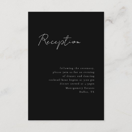 Minimale Script-Empfang-Abschlusskarte Begleitkarte (Vorderseite)