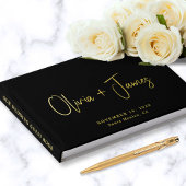 Minimale Script Foto Black Wedding Gästebuch