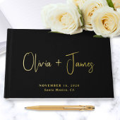Minimale Script Foto Black Wedding Gästebuch
