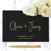 Minimale Script Foto Black Wedding Gästebuch