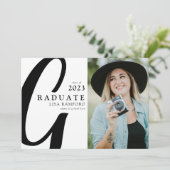 Minimale Script Graduate Foto Graduation Party Einladung (Stehend Vorderseite)