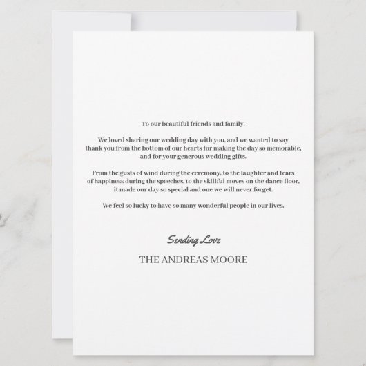 Minimale Script Hochzeit Danke Karte (Rückseite)