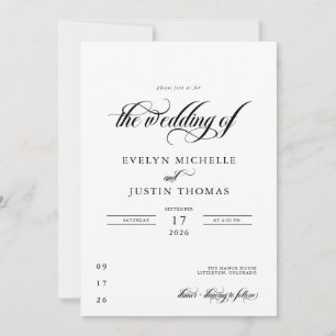 Minimale Script-Hochzeit Einladung