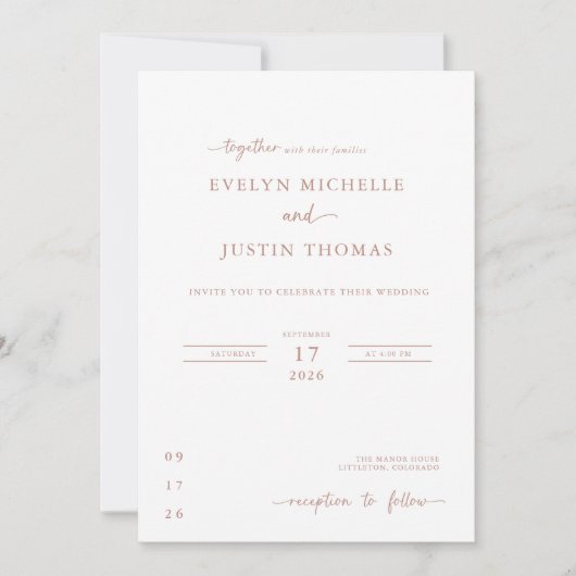 Minimale Script-Hochzeit Einladung (Vorderseite)