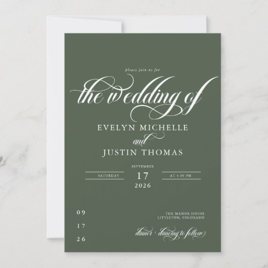 Minimale Script-Hochzeit Einladung (Vorderseite)