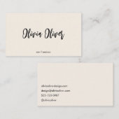 Minimale Script-Kalligrafie Elfenbeincreme Chic Mo Visitenkarte (Vorne/Hinten)