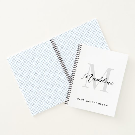 Minimale Script-Kalligrafie Schwarz-weiß Monogram Notizblock (Innenseite)