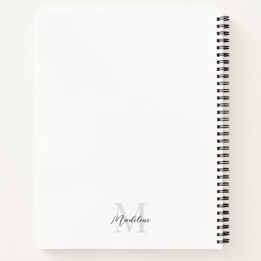 Minimale Script-Kalligrafie Schwarz-weiß Monogram Notizblock (Rückseite)