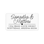 Minimale Script Niedlich Heart Wedding Rücksendead Adressaufkleber (Vorne)