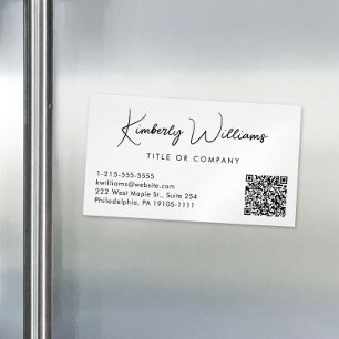Minimale Script QR Code Berufliche Creme Magnetische Visitenkarte