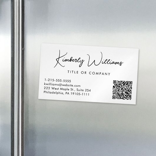 Minimale Script QR Code Berufliche Creme Magnetische Visitenkarte